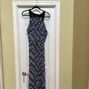 Calvin Klein Blue Green Halter Sheath Maxi Dress